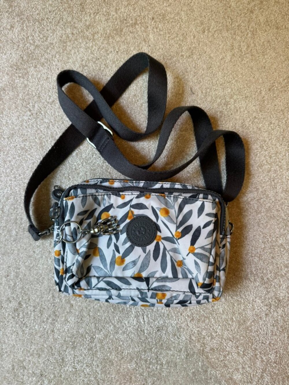Kipling ABANU convertible cross body fanny pack olive tree print